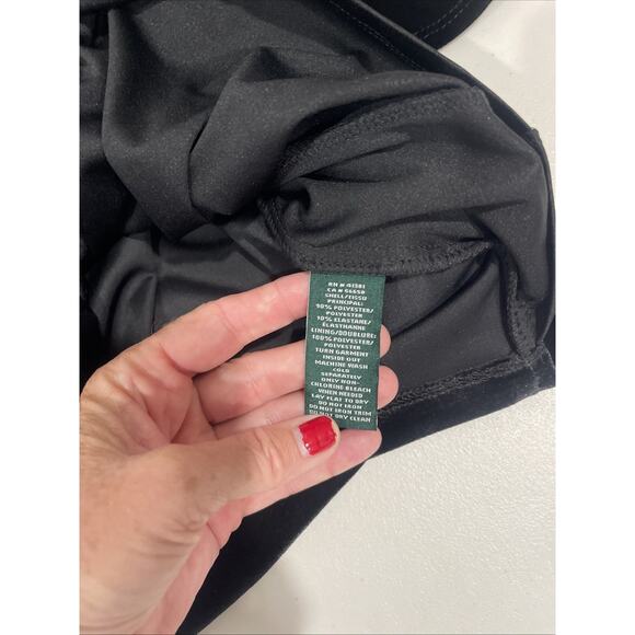Ralph Lauren Womens Sz 4 Black Velvet Dress Knee Length Event Stretch Lined Bell - Picture 6 of 10